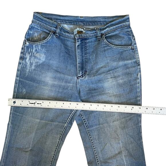 Lee Women’s Sz 27 Vintage 70s Bell Bottom Jeans Cotton USA Made Faded Thrashed - Picture 13 of 16